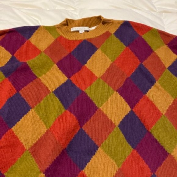 Perry Ellis Vibrant Multi-Color Plaid Sweater - Picture 1 of 6